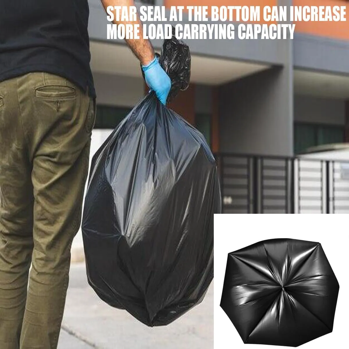 13 Gallon Trash Bags, 250 Count Black Tall Kitchen Garbage bags, Multi-purpose Trash Can Bin Liners for Bathroom, Office, Industrial, Commercial, Janitorial, Municipal, Recycling