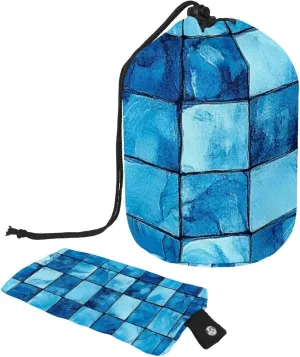 2 Pcs Cosmetic Bag bucket Travel Makeup Bags Large Capacity Soft Waterproof Portable Drawstring Cosmetic Bag, Art Blue Checkerboard 63