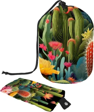 2 Pcs Cosmetic Bag bucket Travel Makeup Bags Large Capacity Soft Waterproof Portable Drawstring Cosmetic Bag, Art Colorflu Plants