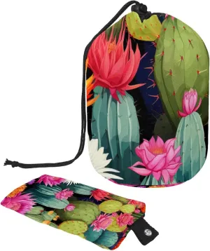 2 Pcs Cosmetic Bag bucket Travel Makeup Bags Large Capacity Soft Waterproof Portable Drawstring Cosmetic Bag, Art Colorful Plant Cactus