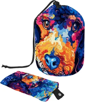 2 Pcs Cosmetic Bag bucket Travel Makeup Bags Large Capacity Soft Waterproof Portable Drawstring Cosmetic Bag, Art Colors Poodle Dog