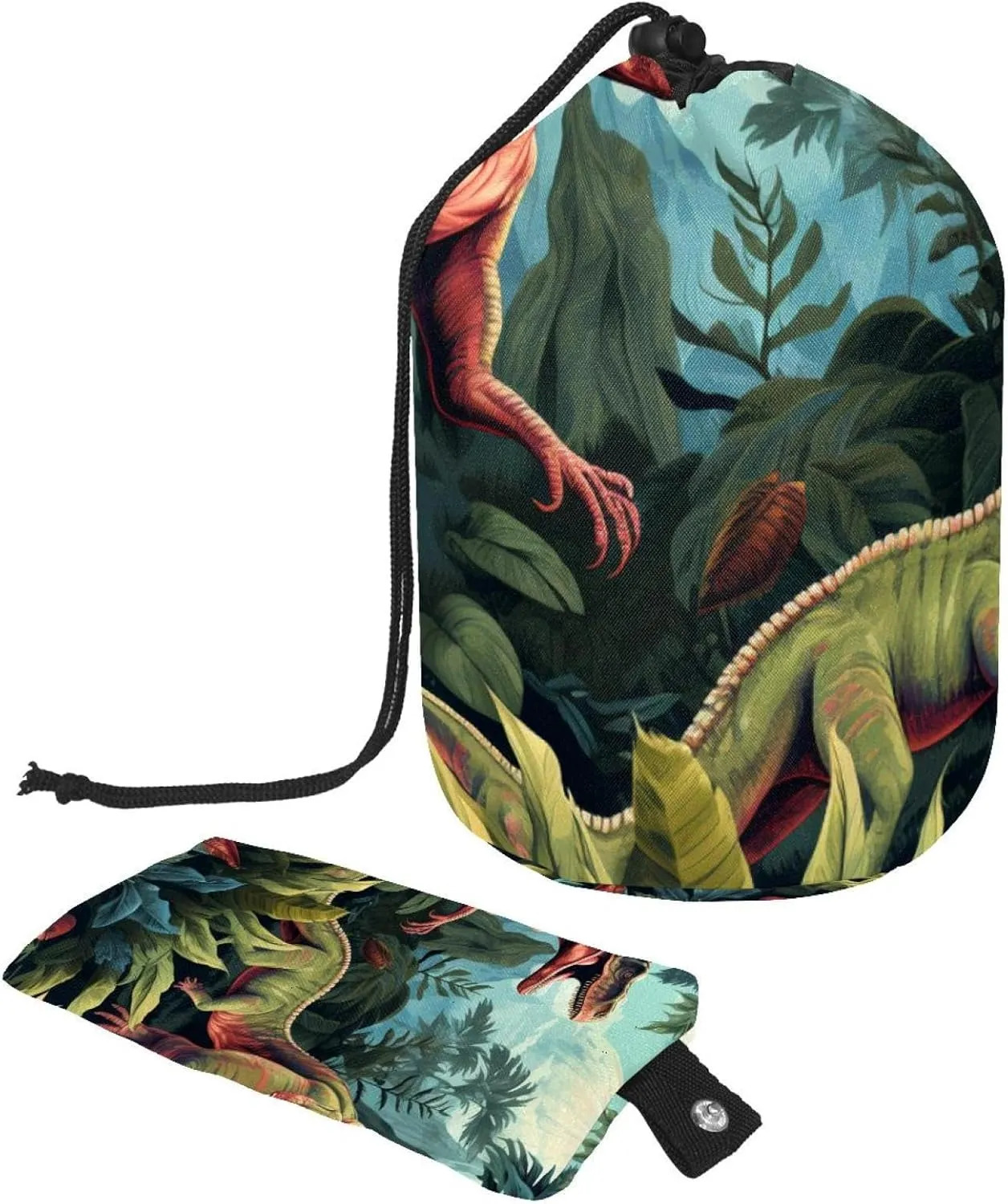 2 Pcs Cosmetic Bag bucket Travel Makeup Bags Large Capacity Soft Waterproof Portable Drawstring Cosmetic Bag, Art Dinosaur World Pattern