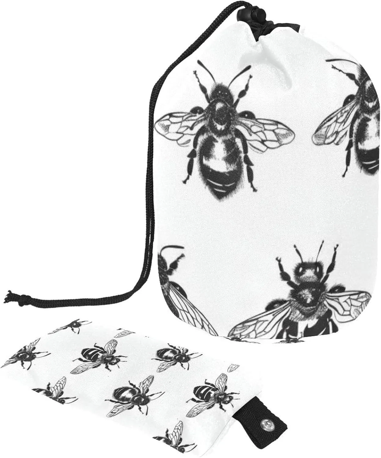 2 Pcs Cosmetic Bag bucket Travel Makeup Bags Large Capacity Soft Waterproof Portable Drawstring Cosmetic Bag, Art Hand-painted Bee