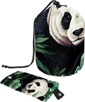 2 Pcs Cosmetic Bag bucket Travel Makeup Bags Large Capacity Soft Waterproof Portable Drawstring Cosmetic Bag, Art Panda in Jungle