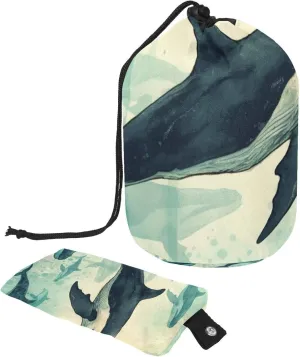 2 Pcs Cosmetic Bag bucket Travel Makeup Bags Large Capacity Soft Waterproof Portable Drawstring Cosmetic Bag, Blue Ocean Whales