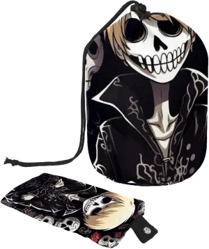 2 Pcs Cosmetic Bag bucket Travel Makeup Bags Large Capacity Soft Waterproof Portable Drawstring Cosmetic Bag, Cool Art Skeleton