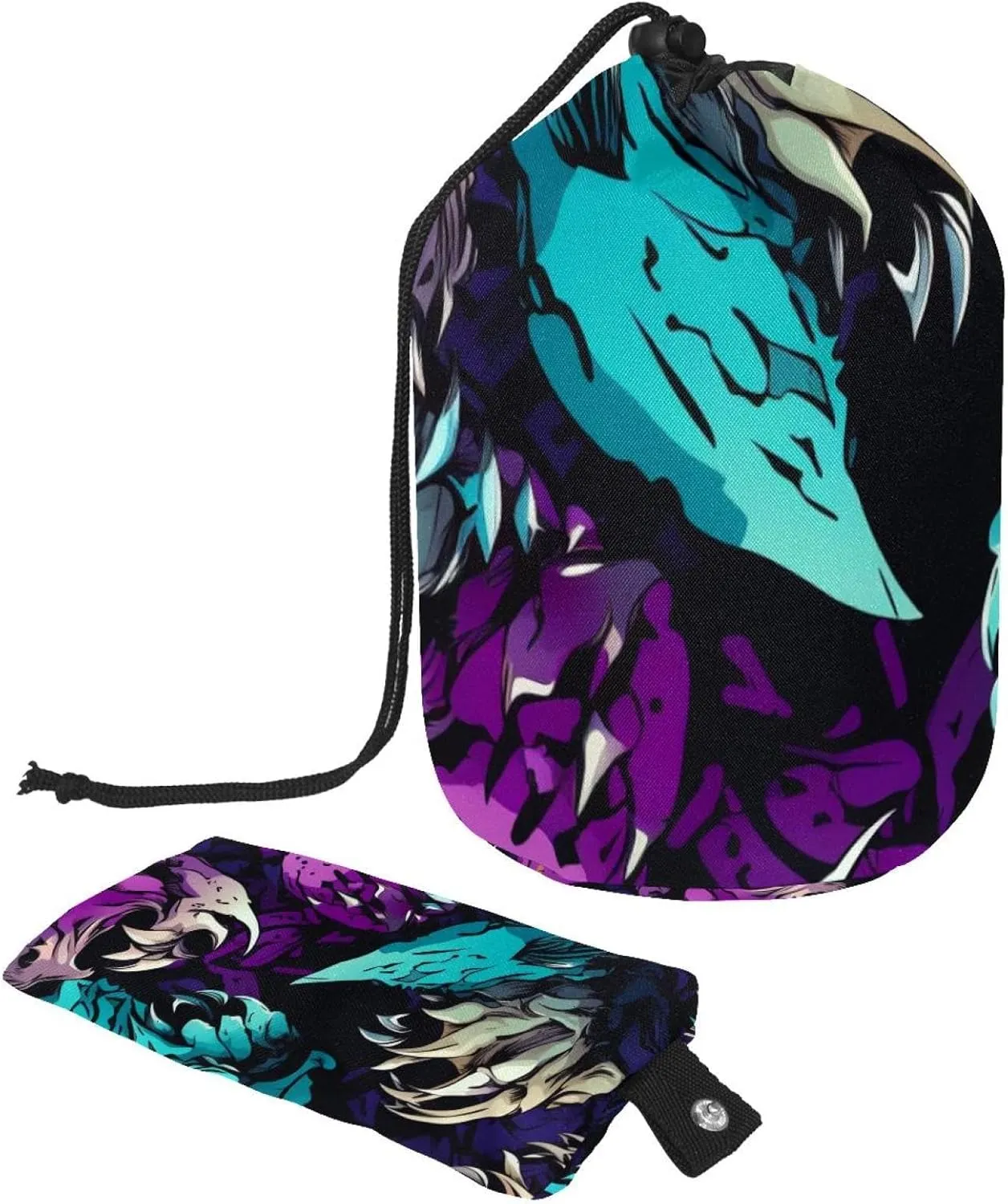 2 Pcs Cosmetic Bag bucket Travel Makeup Bags Large Capacity Soft Waterproof Portable Drawstring Cosmetic Bag, Cool Pop Art Monster Claw