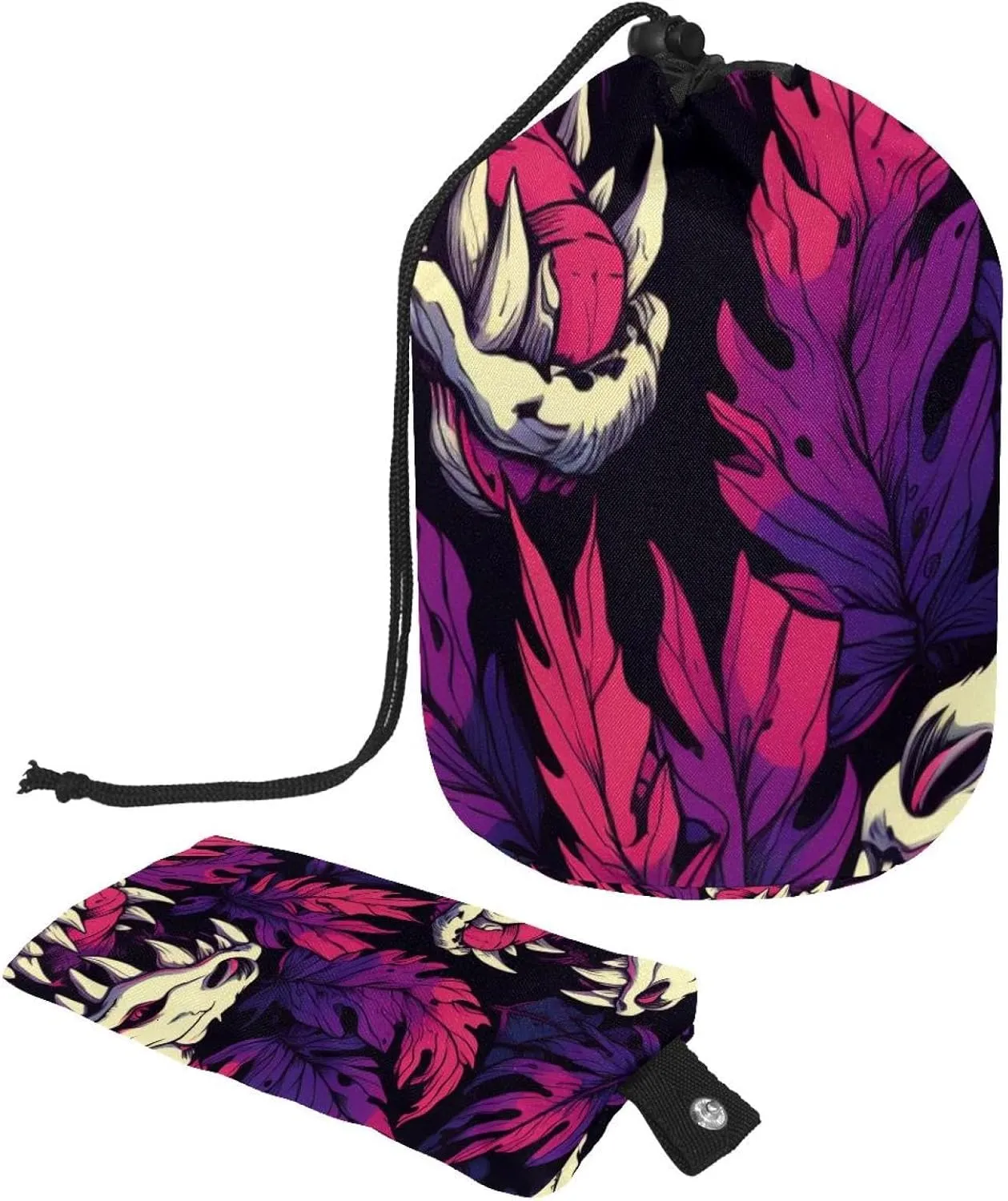 2 Pcs Cosmetic Bag bucket Travel Makeup Bags Large Capacity Soft Waterproof Portable Drawstring Cosmetic Bag, Cool Pop Art Trippy Monster