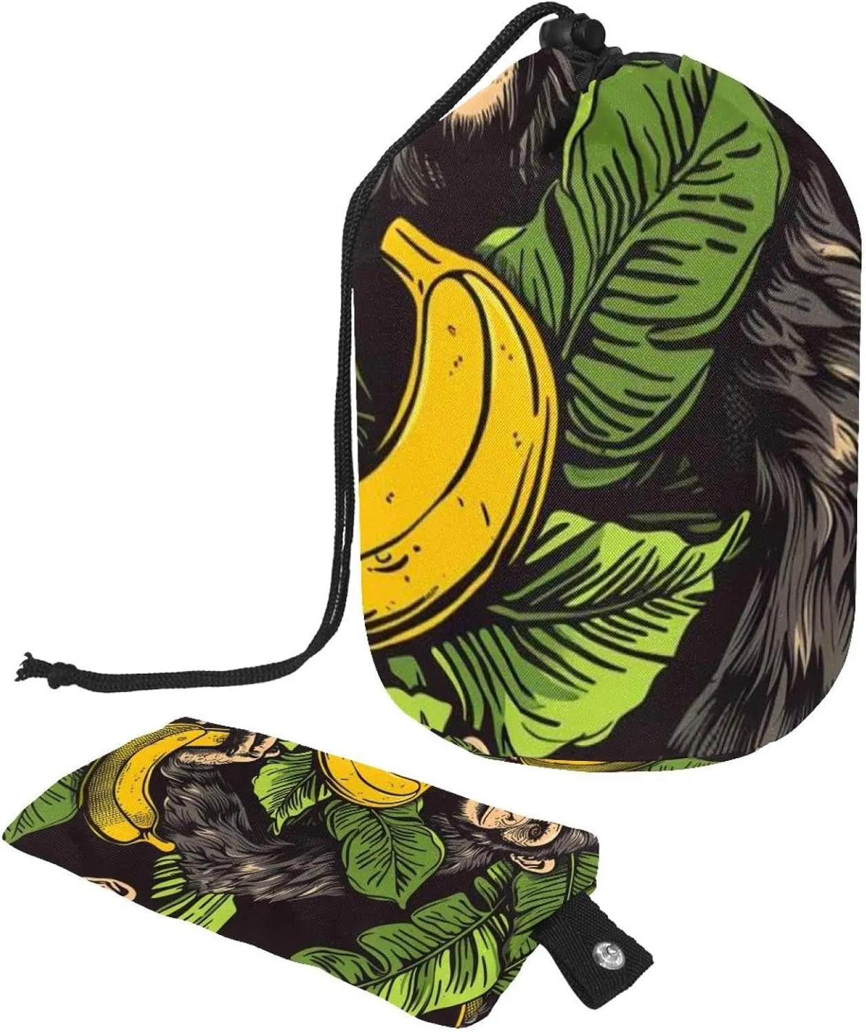 2 Pcs Cosmetic Bag bucket Travel Makeup Bags Large Capacity Soft Waterproof Portable Drawstring Cosmetic Bag, Gorilla Banana Leaves