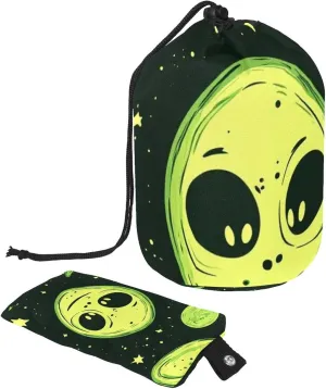 2 Pcs Cosmetic Bag bucket Travel Makeup Bags Large Capacity Soft Waterproof Portable Drawstring Cosmetic Bag, Green Fun Cute Alien Moon 35