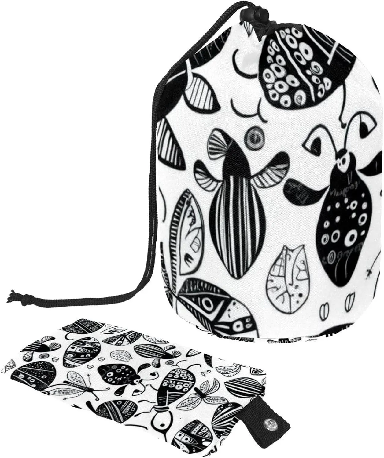 2 Pcs Cosmetic Bag bucket Travel Makeup Bags Large Capacity Soft Waterproof Portable Drawstring Cosmetic Bag, Hand-painted Insects