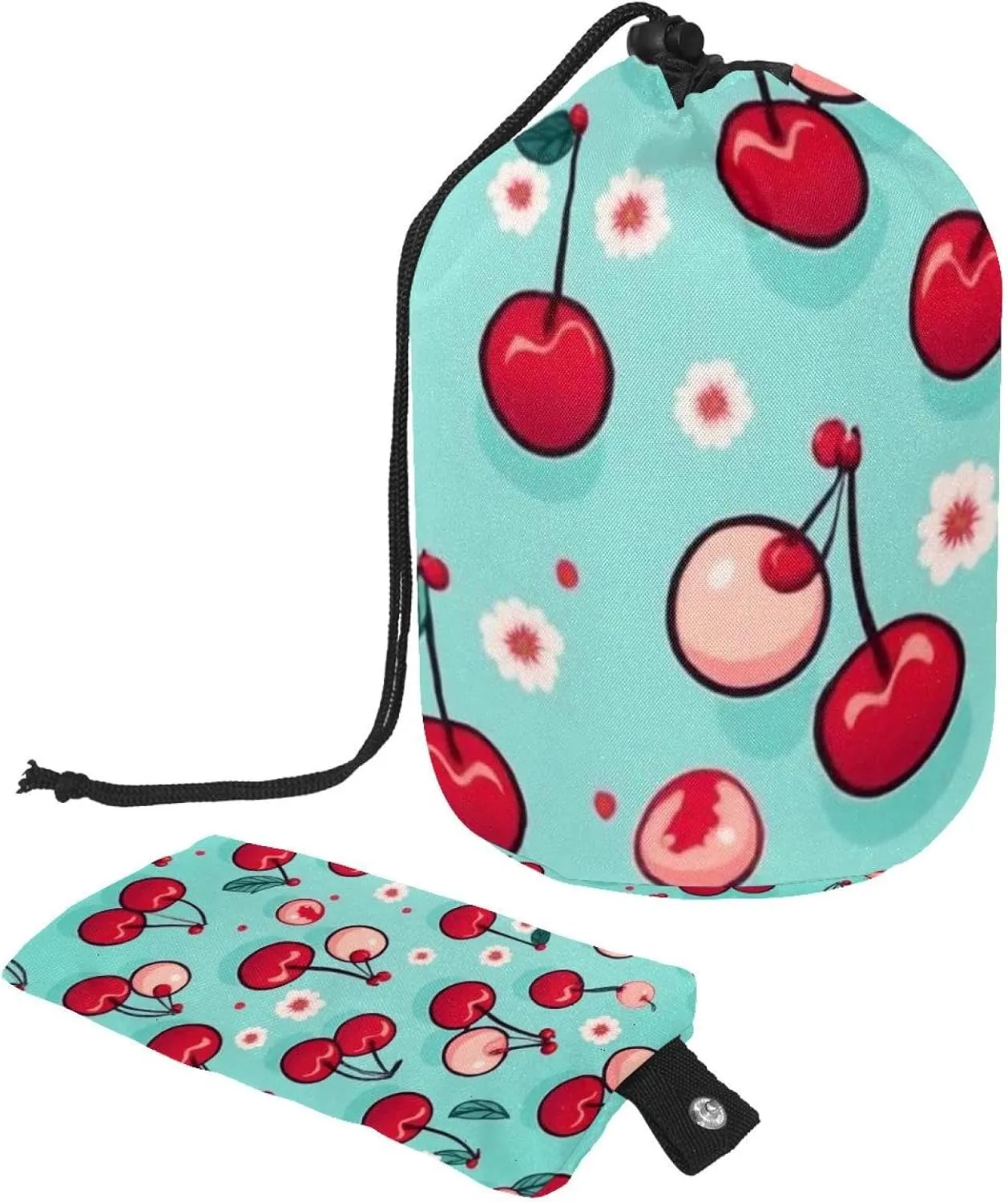 2 Pcs Cosmetic Bag bucket Travel Makeup Bags Large Capacity Soft Waterproof Portable Drawstring Cosmetic Bag, Pink Red Cherry
