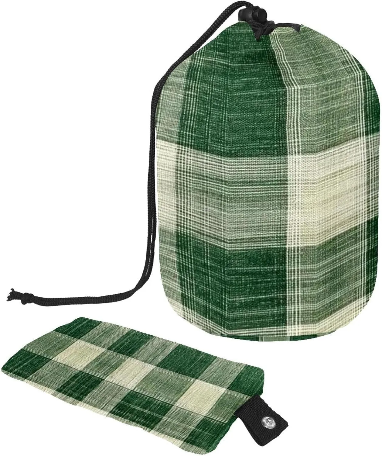 2 Pcs Cosmetic Bag bucket Travel Makeup Bags Large Capacity Soft Waterproof Portable Drawstring Cosmetic Bag, Vintage Green Retro Plaid 51