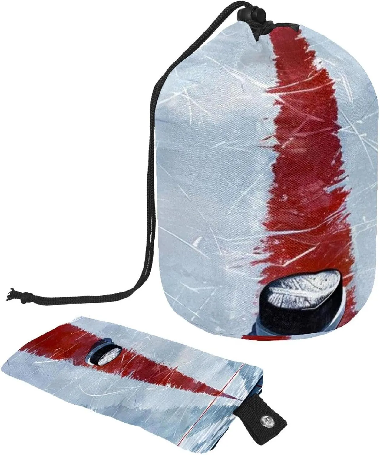 2 Pcs Cosmetic Bag bucket Travel Makeup Bags Large Capacity Soft Waterproof Portable Drawstring Cosmetic Bag, White Ice Hockey Stadium