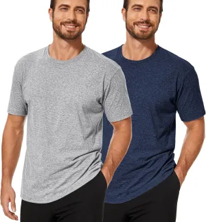 2/4 Pack Cotton Men's Classic T Shirts Crew Neck Athletic Running Gym Short Sleeve Tee Shirts for Men