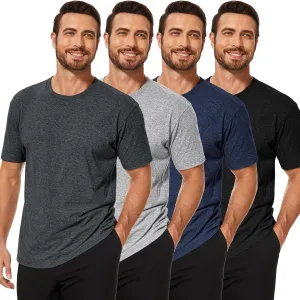 2/4 Pack Cotton Men's Classic T Shirts Crew Neck Athletic Running Gym Short Sleeve Tee Shirts for Men