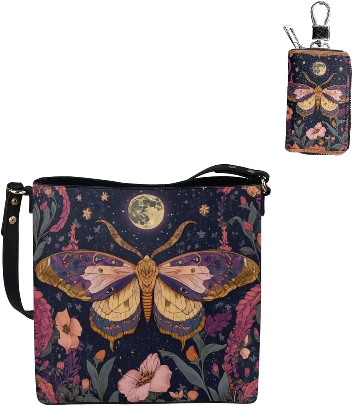 2Pcs Shoulder Bags Set Tote Bag Crossbody Bags for Women Car Key Fob Cover