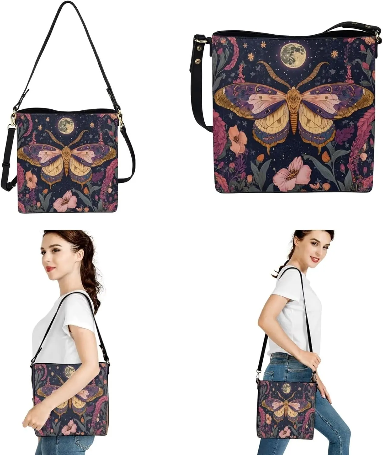 2Pcs Shoulder Bags Set Tote Bag Crossbody Bags for Women Car Key Fob Cover