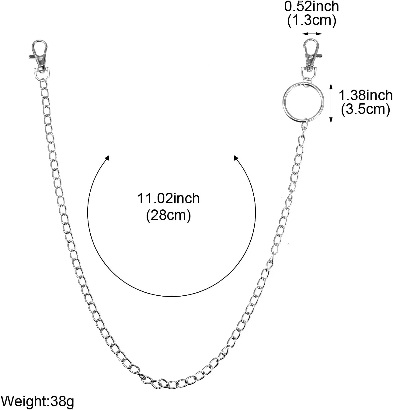3 Pieces Jeans Chains Wallet Pocket Belt Hip Hop Pants Chain Biker Trouser Accessory Jewelry Gift for Men Women