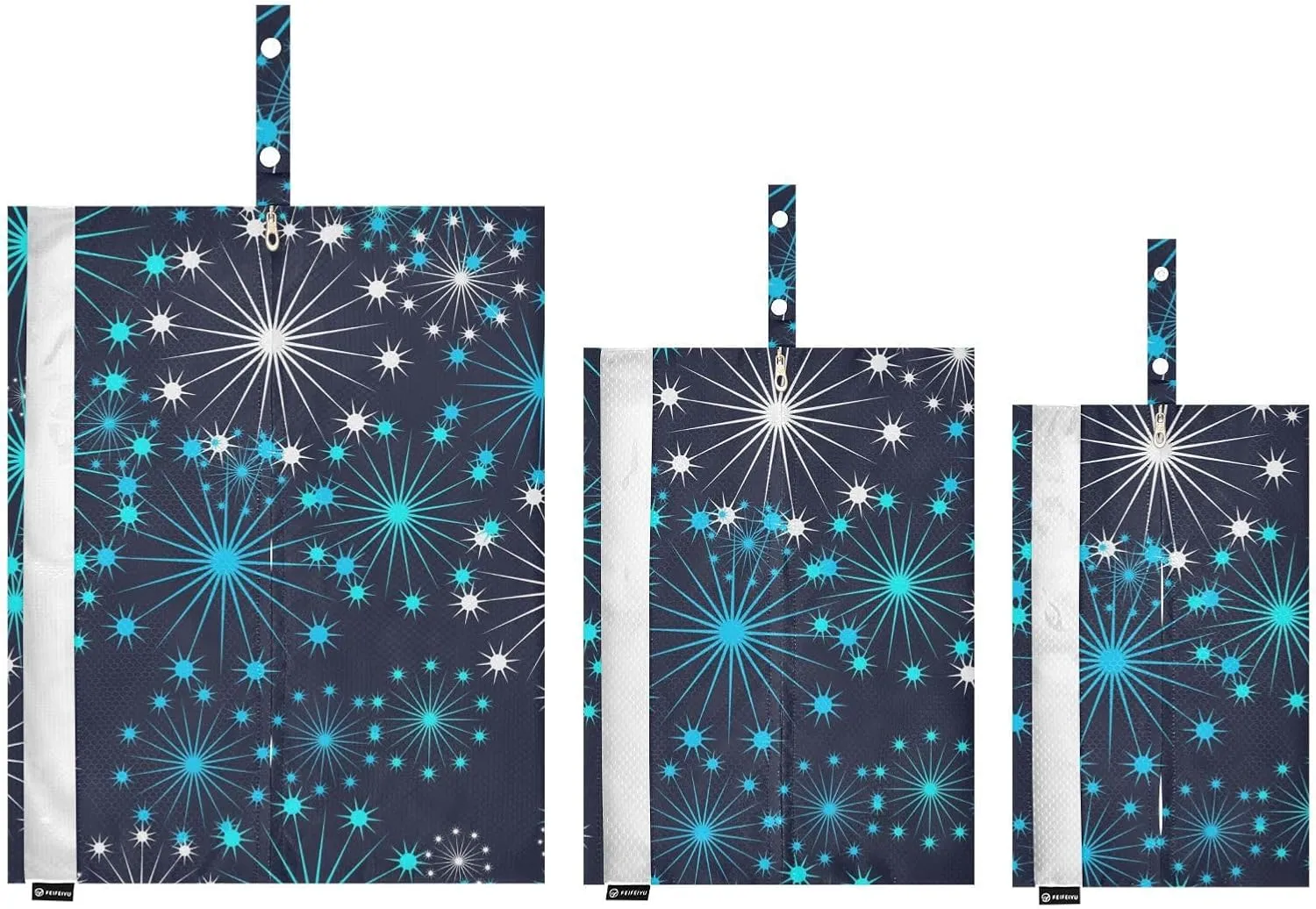 3 Set Packing Cubes Travel Luggage Packing Organizers with Handle and Transparent PVC Waterproof Packing Cubes for Suitcases Accessories in 3 Sizes Blue Starlight