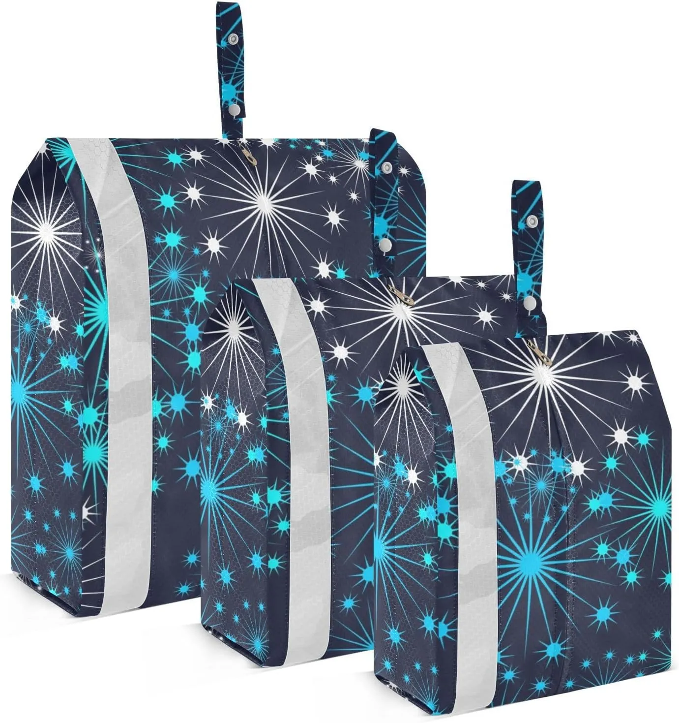3 Set Packing Cubes Travel Luggage Packing Organizers with Handle and Transparent PVC Waterproof Packing Cubes for Suitcases Accessories in 3 Sizes Blue Starlight