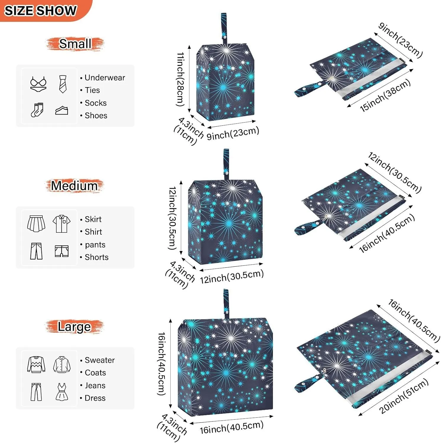 3 Set Packing Cubes Travel Luggage Packing Organizers with Handle and Transparent PVC Waterproof Packing Cubes for Suitcases Accessories in 3 Sizes Blue Starlight