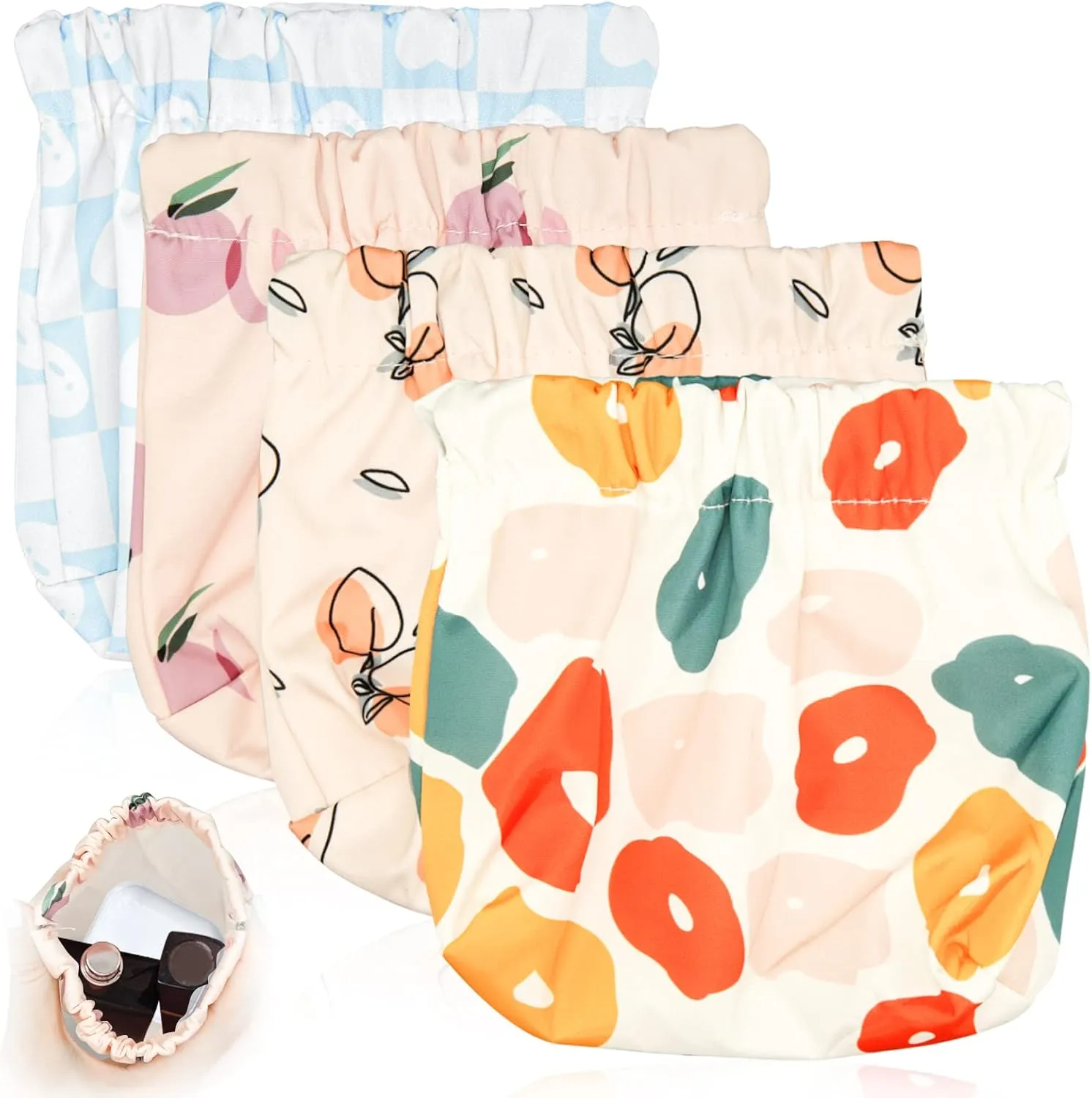 4Pcs Pocket Cosmetic Bag Squeeze Top, Portable Small Makeup Pouch No Zipper Small Cosmetic Bag for Purse, Small Pouch Bag Makeup Pouch Coin Purse Jewelry Pouch Travel Storage for Cosmetics Headphones