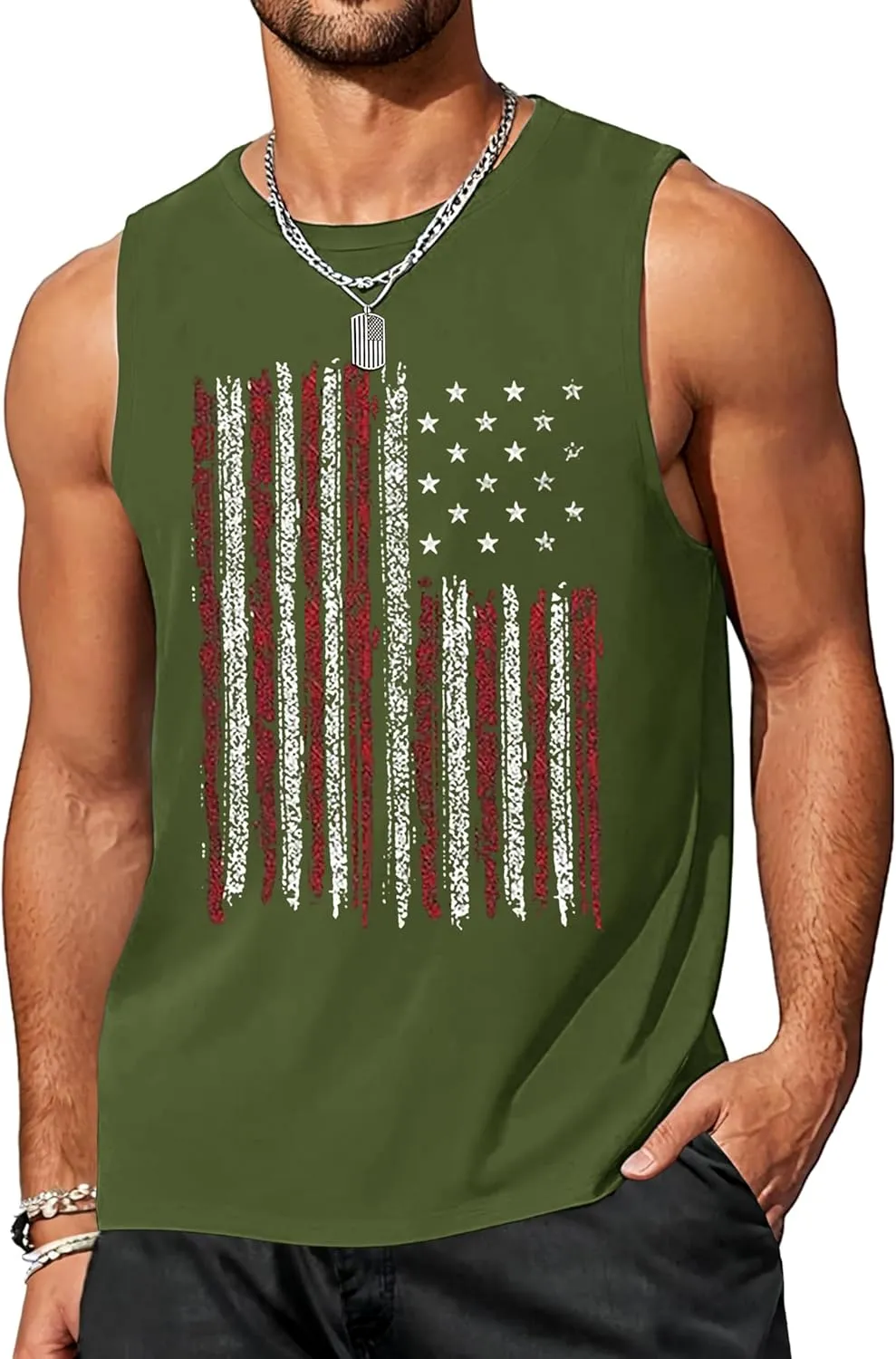 4th of July Tank Top Men American Flag Patriotic Sleeveless Shirts USA Stars and Stripes Independence Day Muscle Tanks