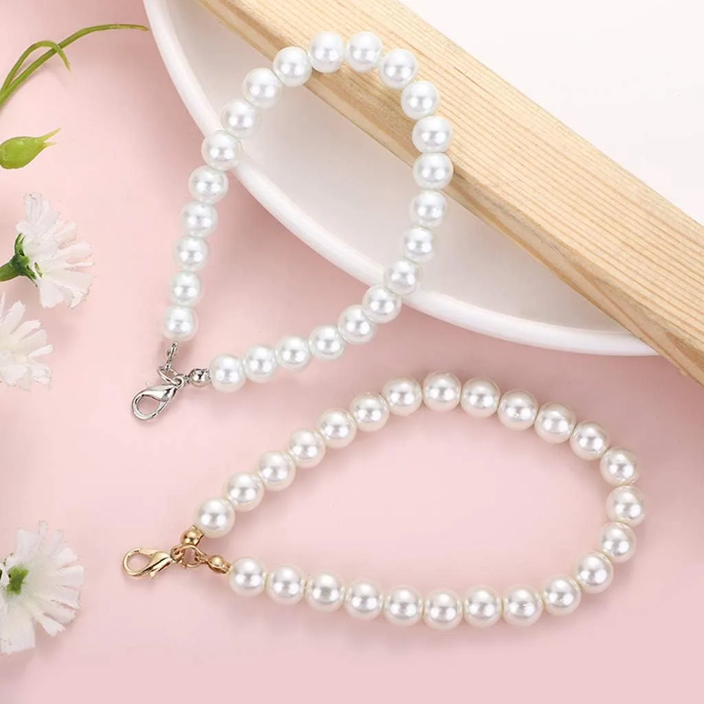5 Pcs Faux Pearl Wristlet Chain Strap for Wallet White Pearls Wristlet Lanyard Keychain Hand Straps For Purse Keys