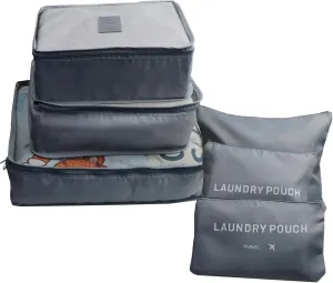 6 PCS Packing Cubes for Carry on Luggage - Travel Packing Organizers Set, Grey Polyester Mesh & Laundry Bags with Double Zipper & Portable Handle