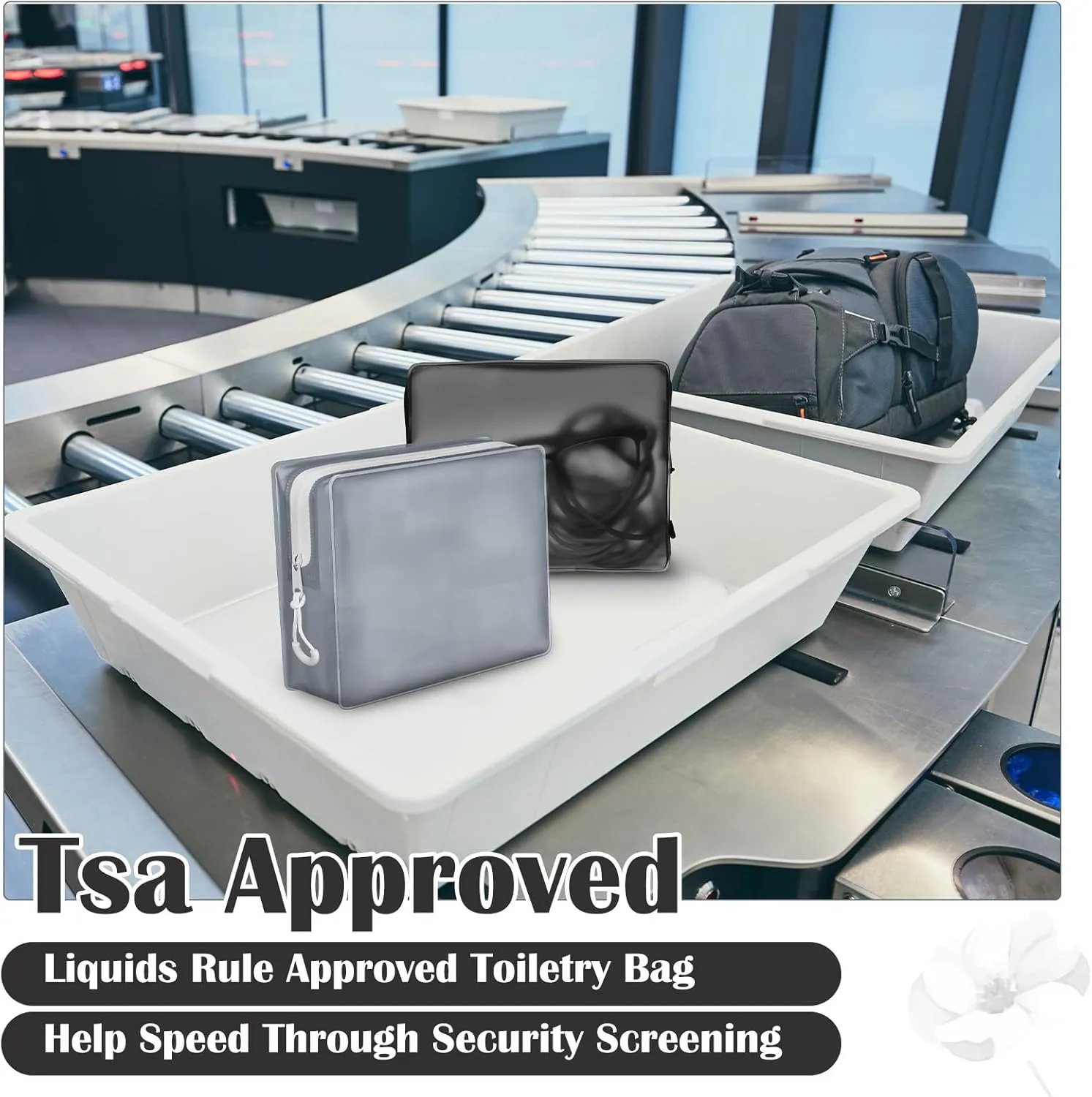 8 Pack TSA Approved Travel Toiletry Bags Frosted Translucent Leak-proof Cosmetic Makeup Bags for Women Men Travel Organizer Airport Security(Gray,6.7 x 5.5 x 1.8 Inch)