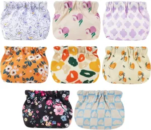8 Pcs Mini Makeup Bag for Purse, Small Cosmetic Bag for Women, No Zipper Self-closing Travel Bag, Snap Closure Organizer Pouch, Waterproof Portable Coin Purse Storage for Cosmetics Headphones Jewelry