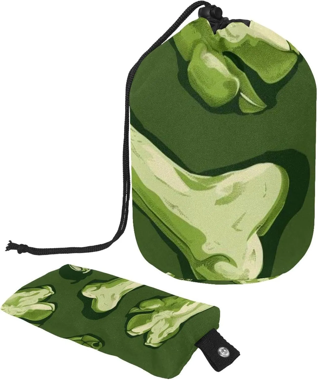 Abstract Green Bones Dogs Paw Travel Cosmetic Bags Makeup Bag for Women, Foldable Drawstring Travel Cosmetic Bags, Portable Toiletry Bucket Bag