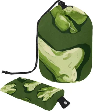 Abstract Green Bones Dogs Paw Travel Cosmetic Bags Makeup Bag for Women, Foldable Drawstring Travel Cosmetic Bags, Portable Toiletry Bucket Bag