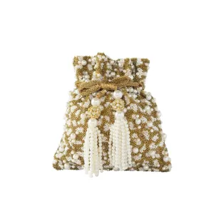 Adora By Ankita Gold All Pearl Flat Bag