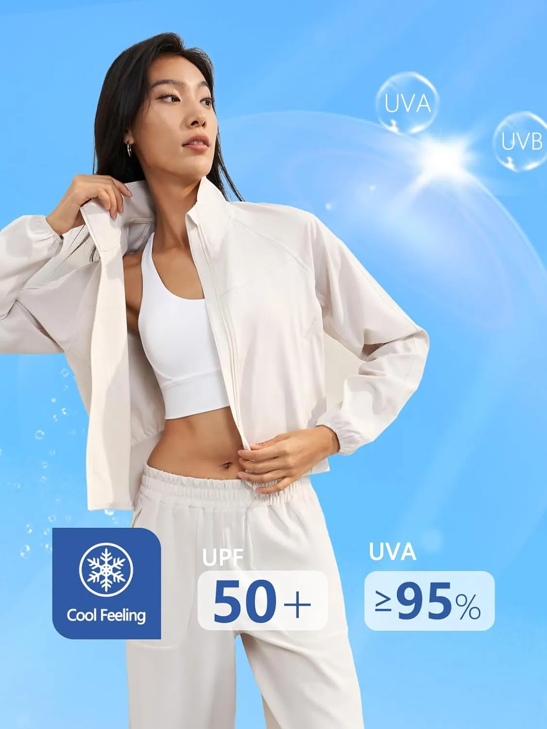 altiland Women's Athletic Running Yoga Track Zip Up Cropped Jackets UPF 50  Sun Protection Long Sleeve Workout Cooling Shirts