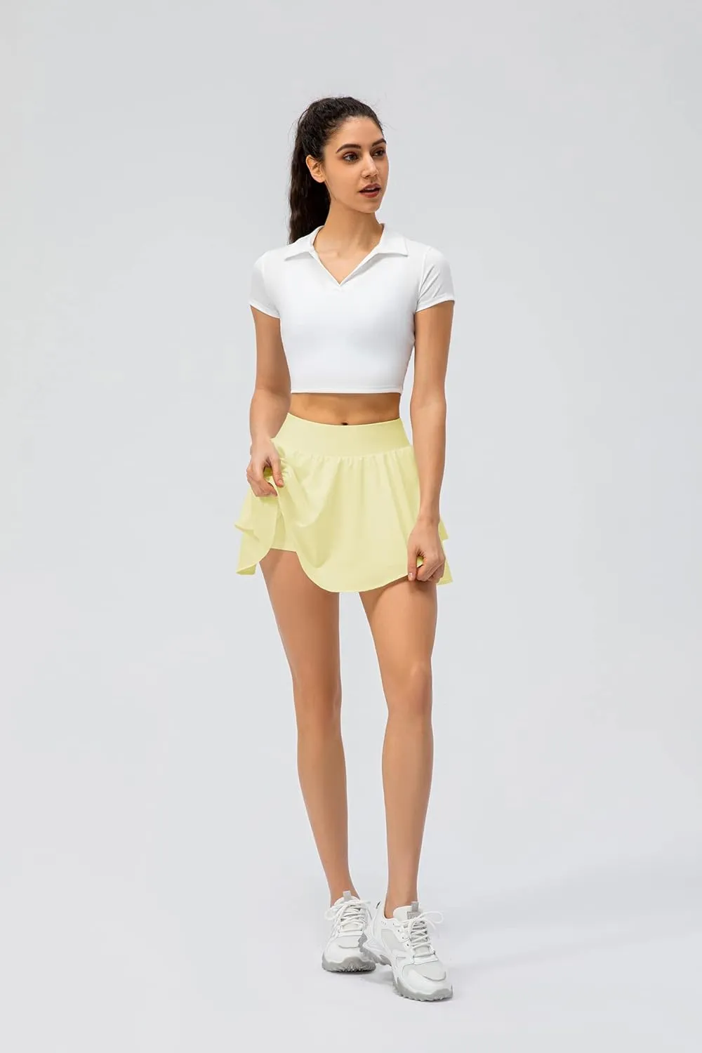 Amxiway Women's Tennis Skirt Golf Skorts Athletic Skirts with Shorts High Waisted Skirts Pockets Running Gym Workout Sports