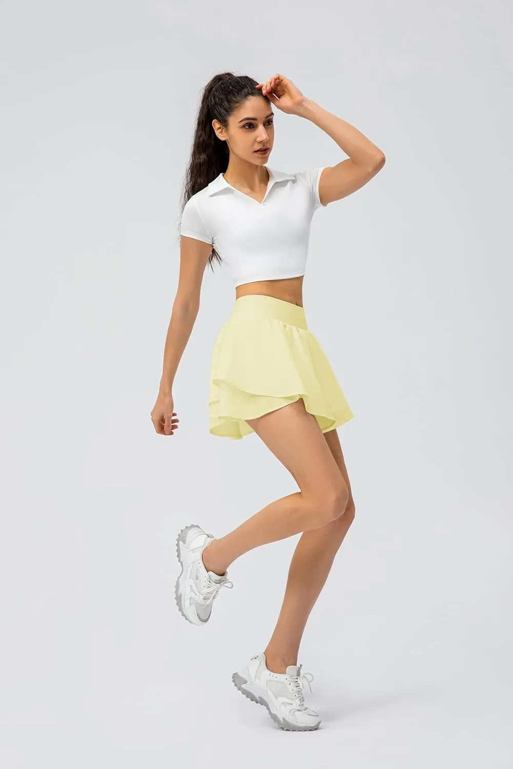 Amxiway Women's Tennis Skirt Golf Skorts Athletic Skirts with Shorts High Waisted Skirts Pockets Running Gym Workout Sports