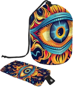 Art Angel Eyes Travel Cosmetic Bags Makeup Bag for Women, Foldable Drawstring Travel Cosmetic Bags, Portable Toiletry Bucket Bag