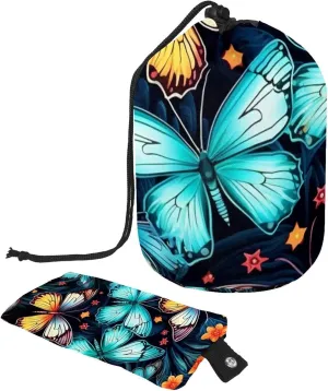Art Butterfly with Flower Travel Cosmetic Bags Makeup Bag for Women, Foldable Drawstring Travel Cosmetic Bags, Portable Toiletry Bucket Bag