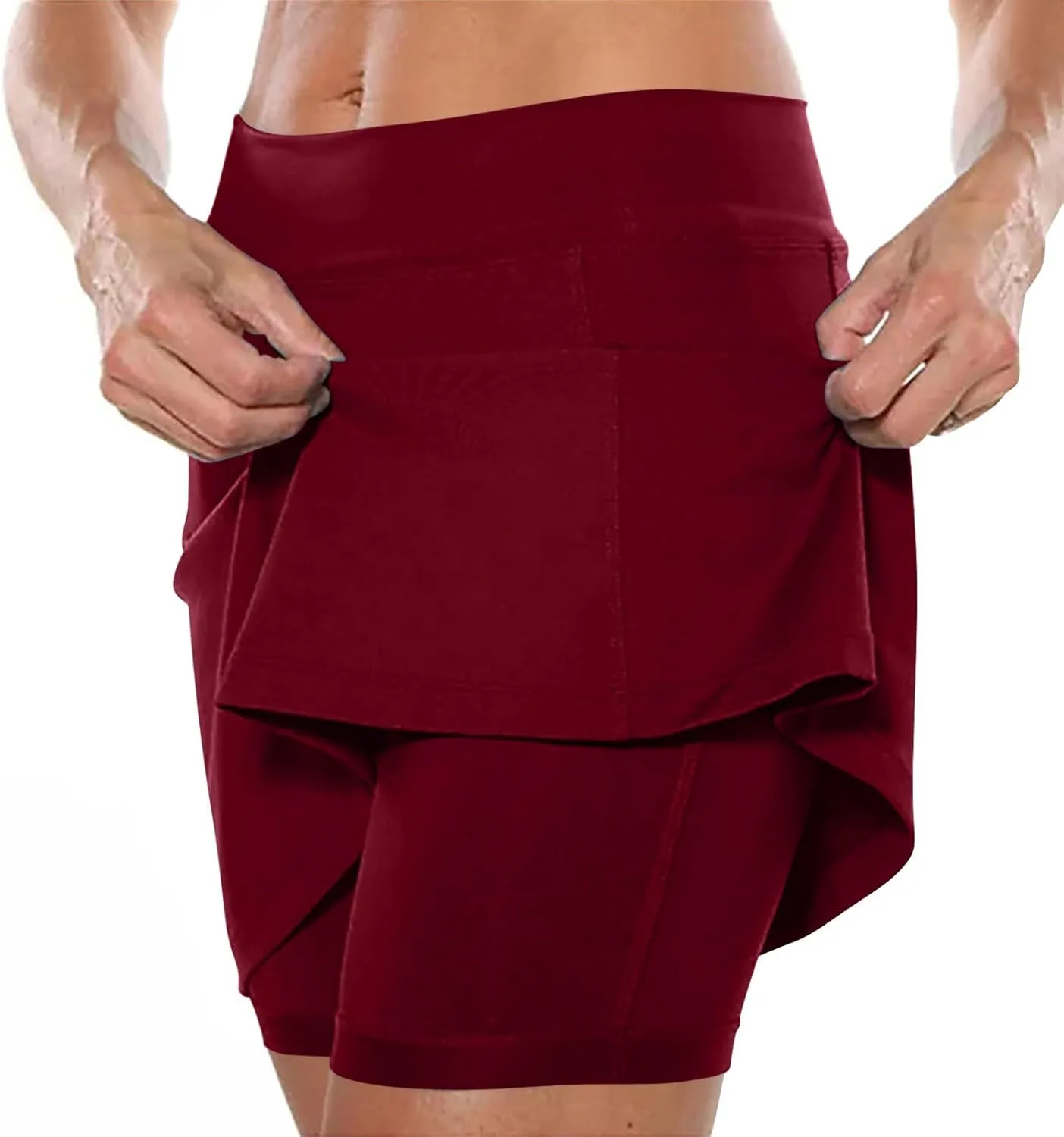 Athletic Skorts for Woman Elastic & Drawstring Tennis/Golf Skirts with Pockets Hight Waist Solid Yoga Shorts 2025