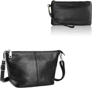 befen Black Clutch Wristlet Wallet Purse  Medium Envelope Crossbody Bags for Women