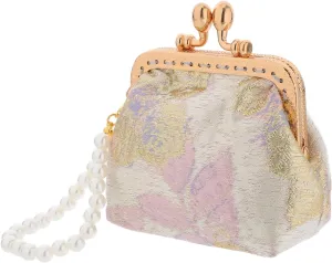 BESPORTBLE Elegant Pearl Hand Wallet Authentic Chinese Brocade Clutch Floral Design Perfect for Weddings Parties Travel