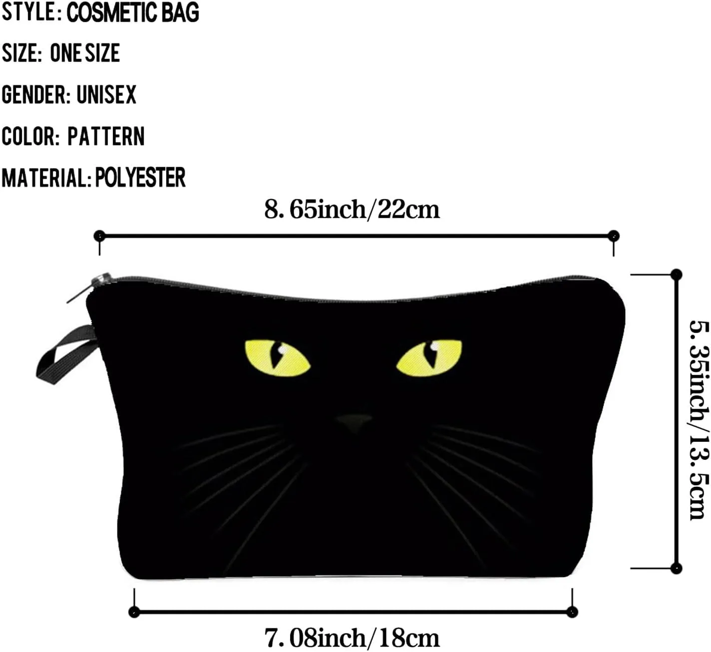 Black Cat Cosmetic Bag for Women Cute Small Makeup Bag for Purse Travel Toiletry Zipper Pouch for Girls Gift for Cat Lovers Black Cat Makeup Bag for Her