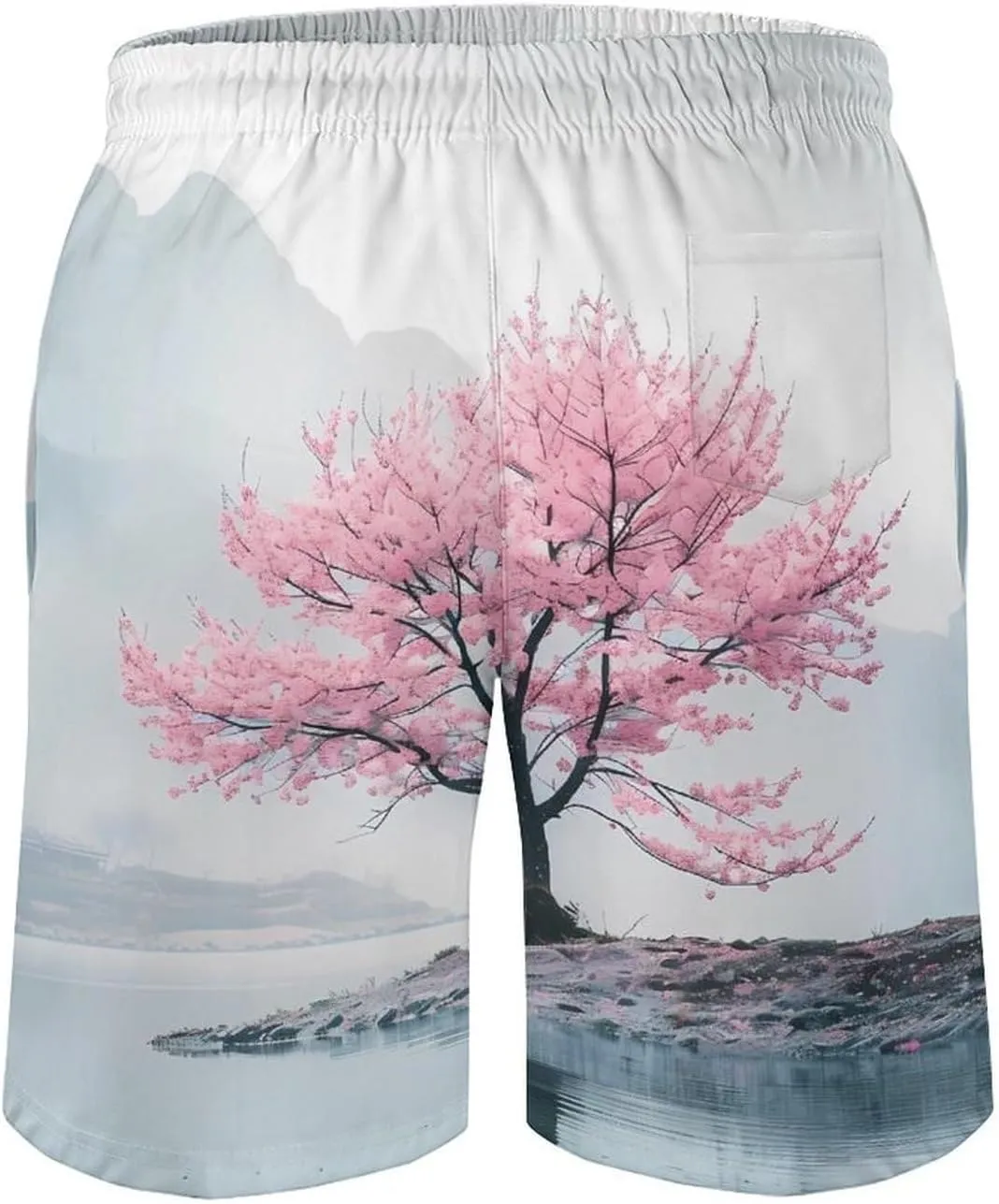 Blossoming Flower Tree Men's Swim Trunks Quick Dry Board Shorts Breathable Summer Beach Shorts Bathing Suits