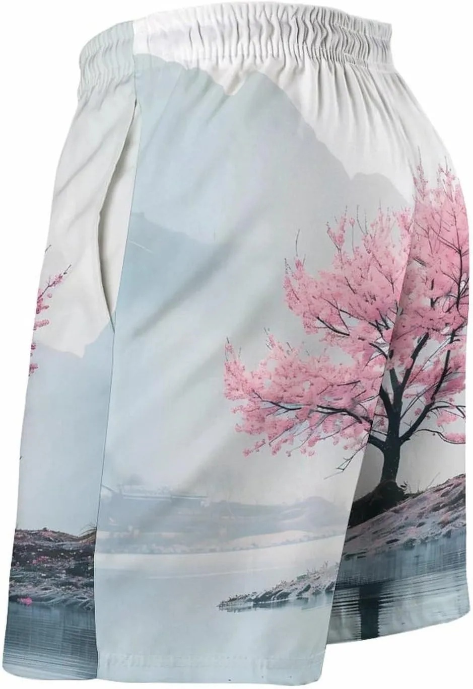 Blossoming Flower Tree Men's Swim Trunks Quick Dry Board Shorts Breathable Summer Beach Shorts Bathing Suits
