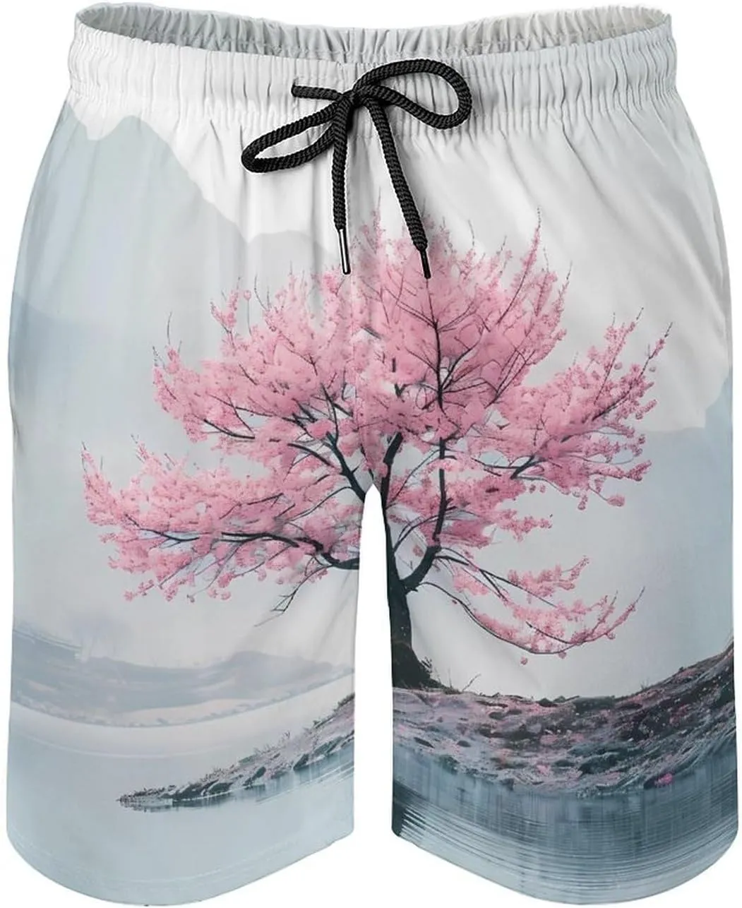 Blossoming Flower Tree Men's Swim Trunks Quick Dry Board Shorts Breathable Summer Beach Shorts Bathing Suits