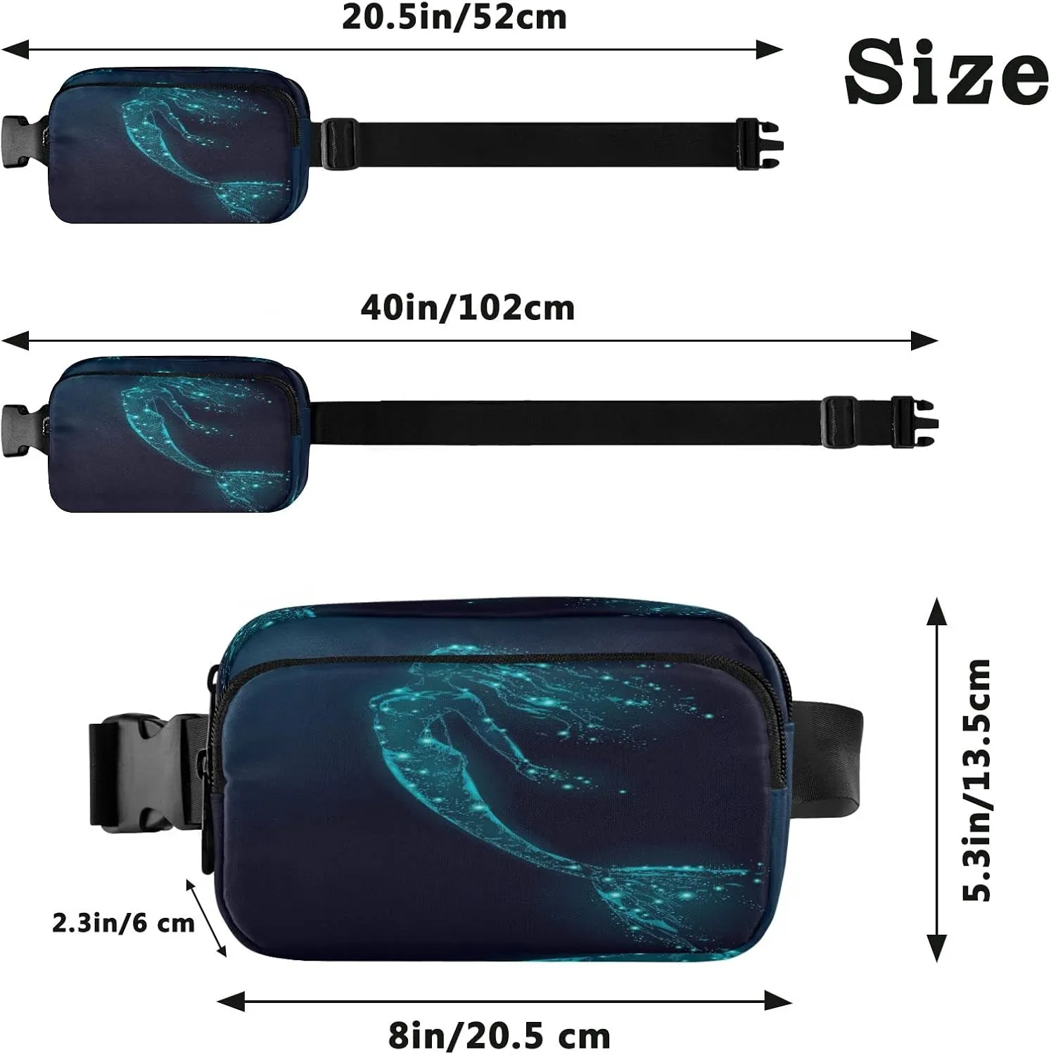 Blue Mermaid Fanny Packs for Women Girl Crossbody Bags Everywhere Belt Bag with Adjustable Strap Fashion Waist Pack for Travel Daily Running