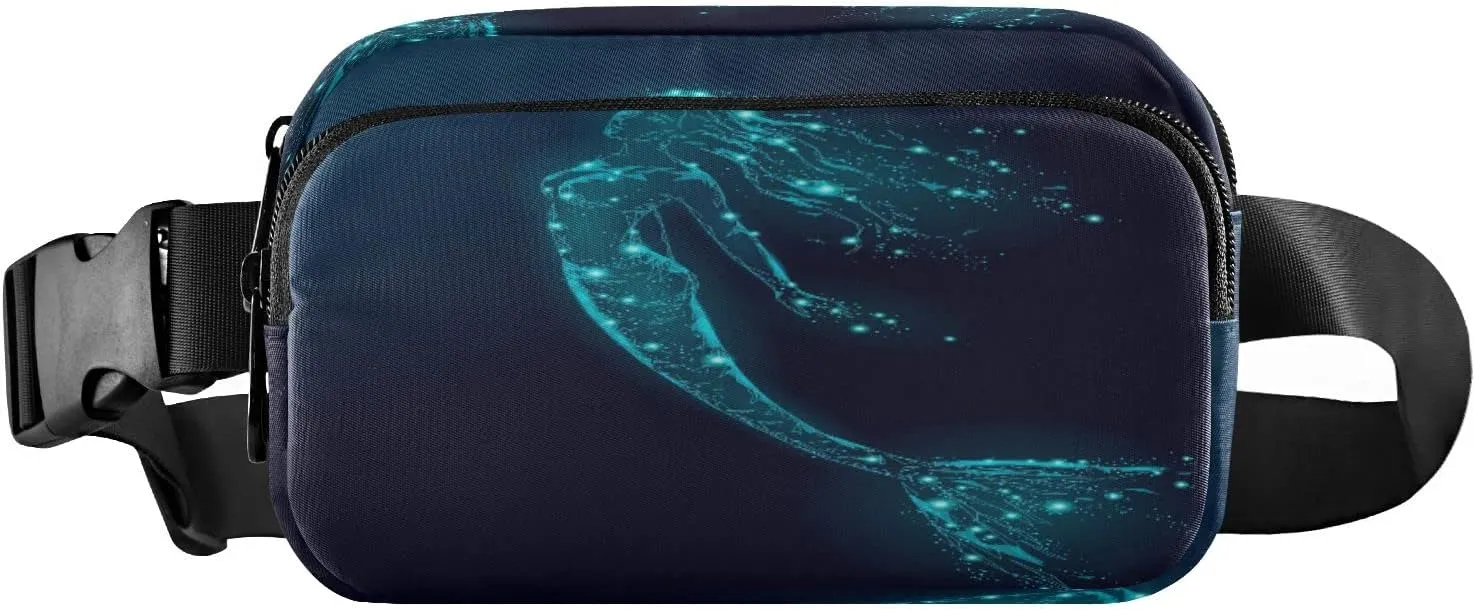Blue Mermaid Fanny Packs for Women Girl Crossbody Bags Everywhere Belt Bag with Adjustable Strap Fashion Waist Pack for Travel Daily Running