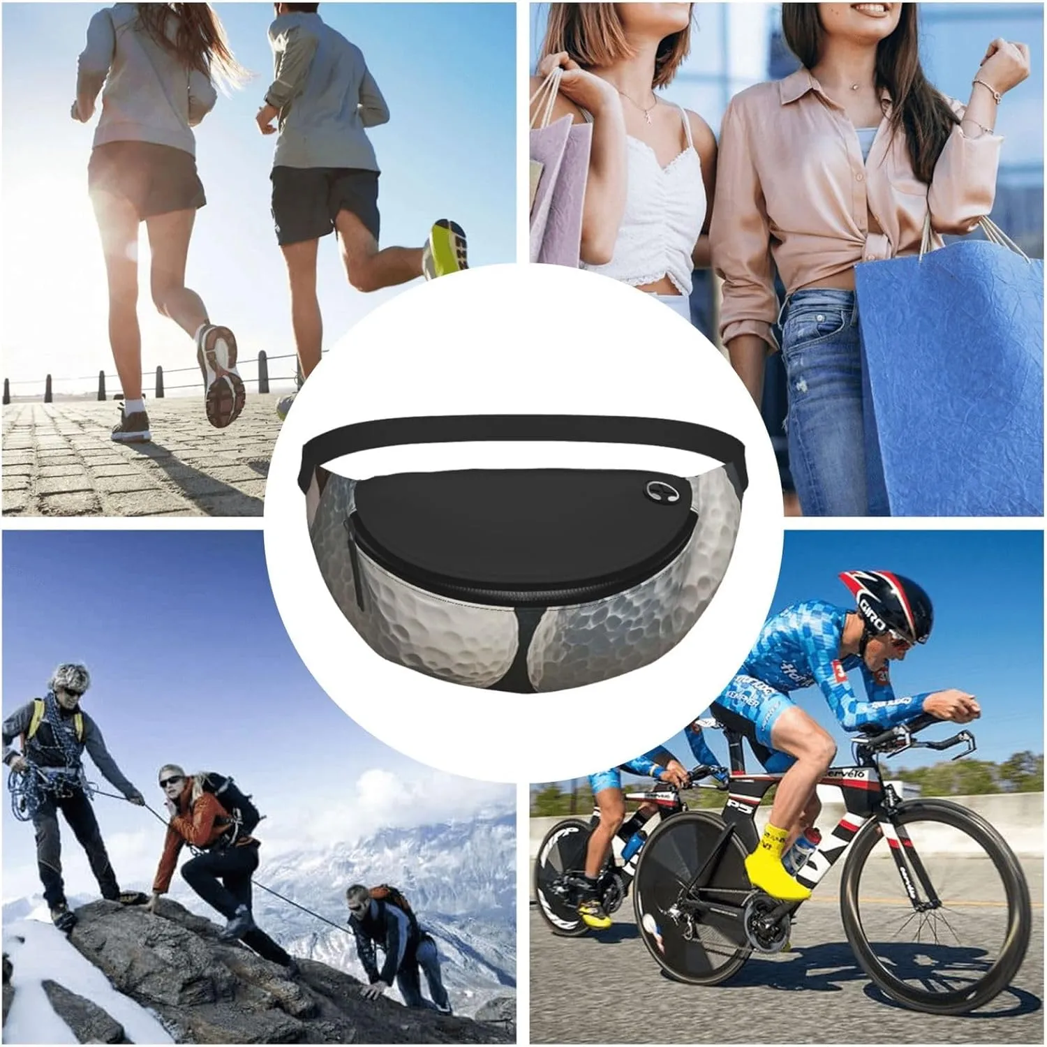 Bowling Balls Fanny Pack for Women Men Waist Bag Waterproof Belt Bag with Adjustable Strap